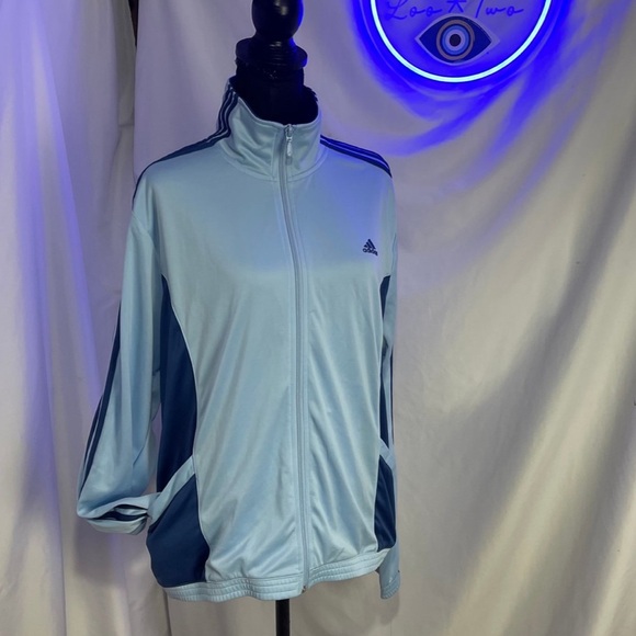 NWT ADIDAS Women’s Tech Mesh Jacket in Altitude/Solid Blue Sz.XL - Picture 7 of 12